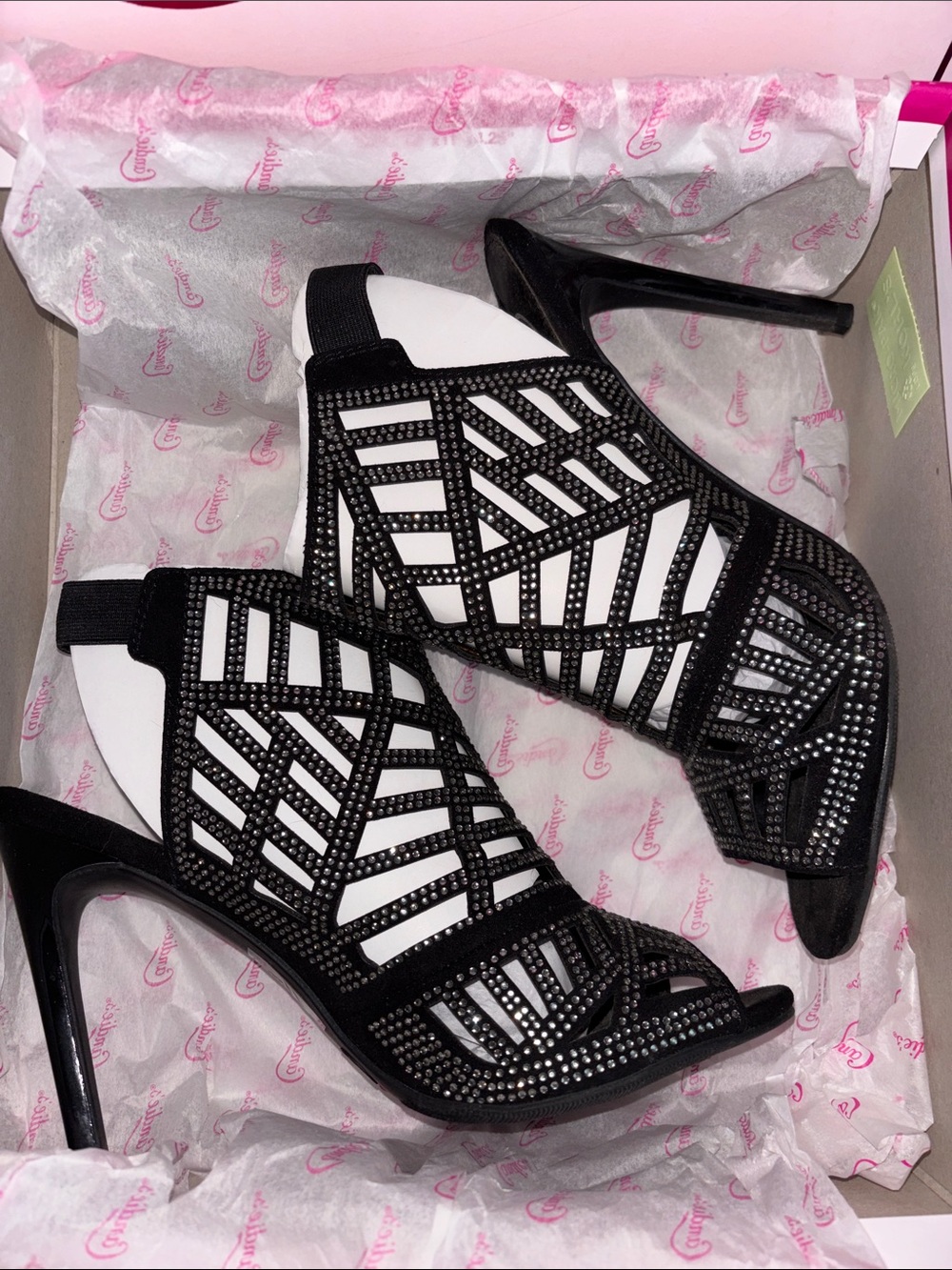 Candies Rhinestone Black Heels Womens Size 8.5